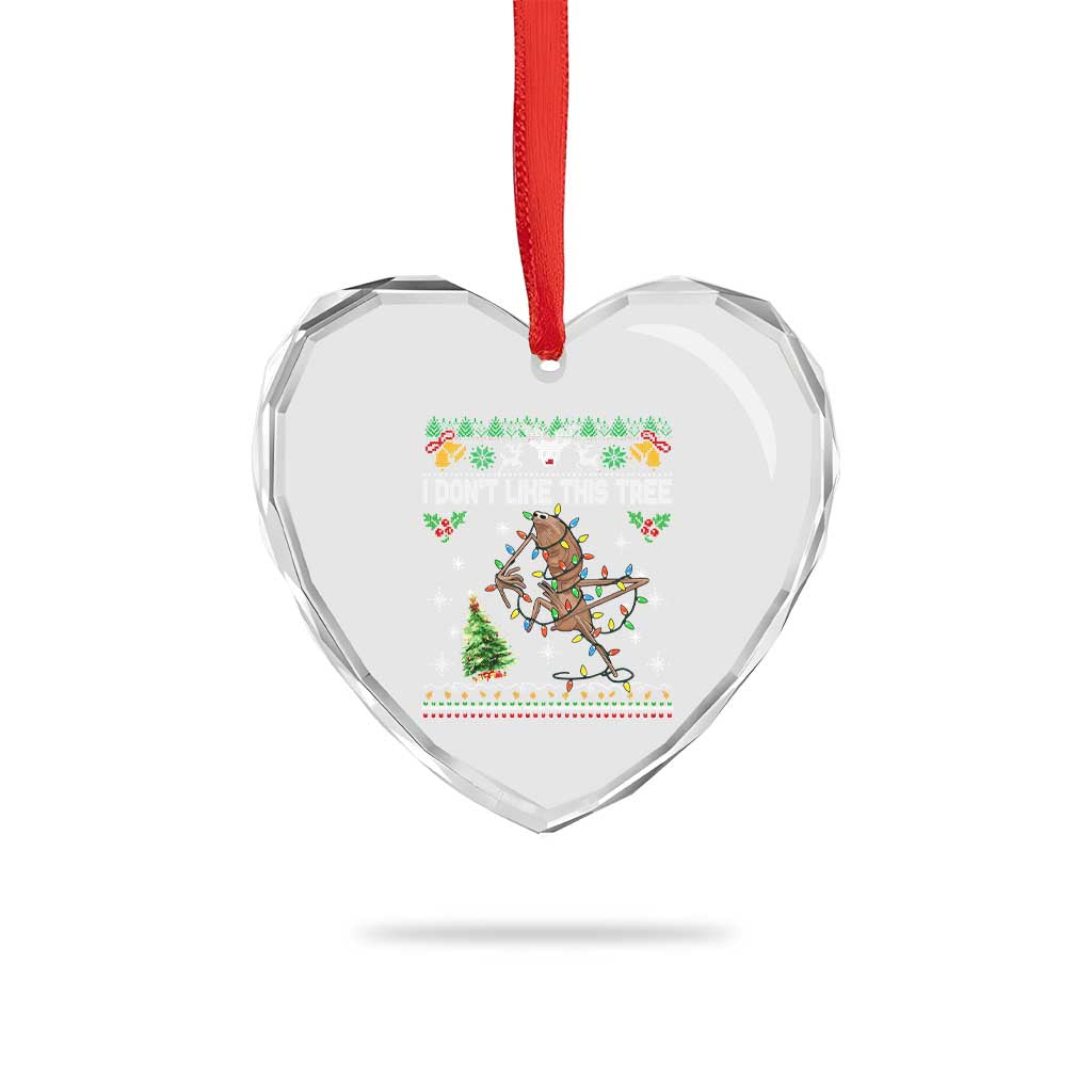 Marcus The Worm Christmas Meme Heart Crystal Glass Ornament I Dont Like This Tree Brainrot Funny Ugly Xmas - Wonder Print Shop