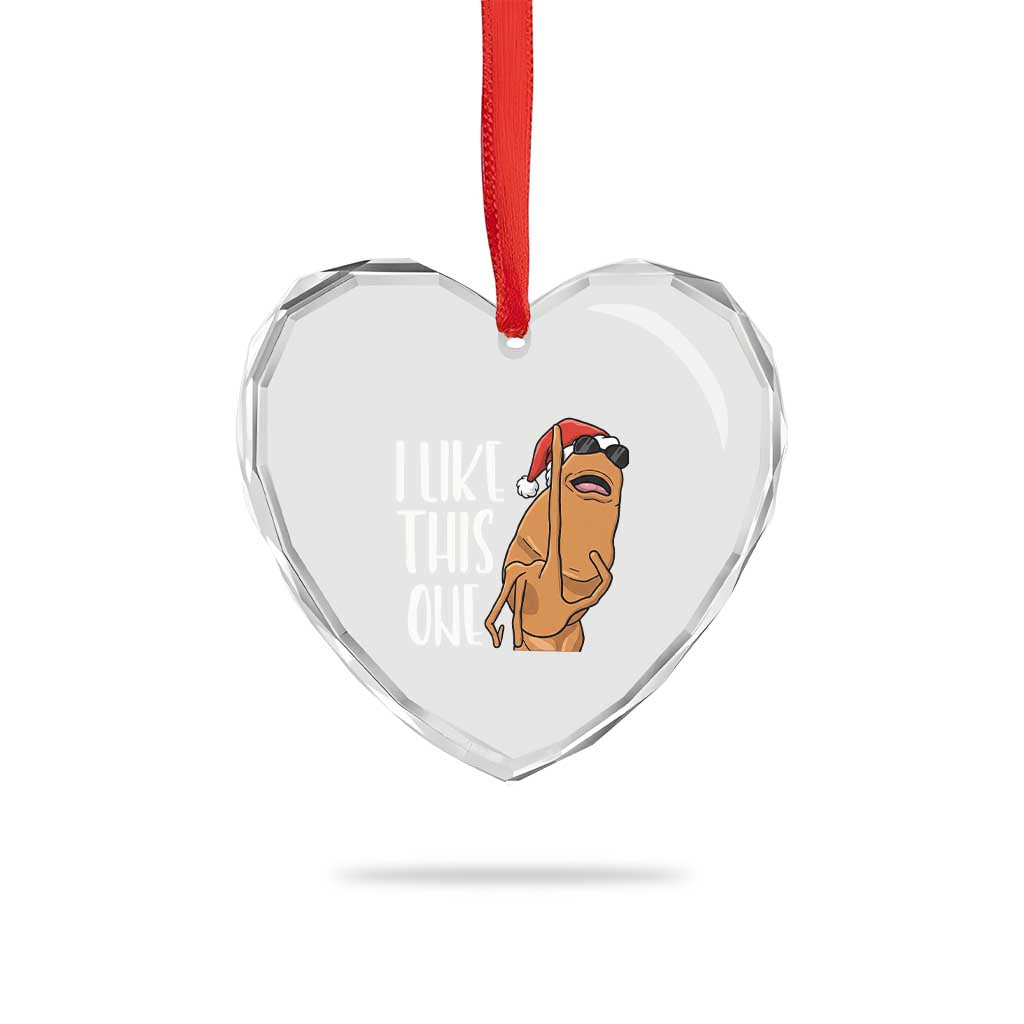 Marcus The Worm Christmas Meme Heart Crystal Glass Ornament I Like This One - Wonder Print Shop