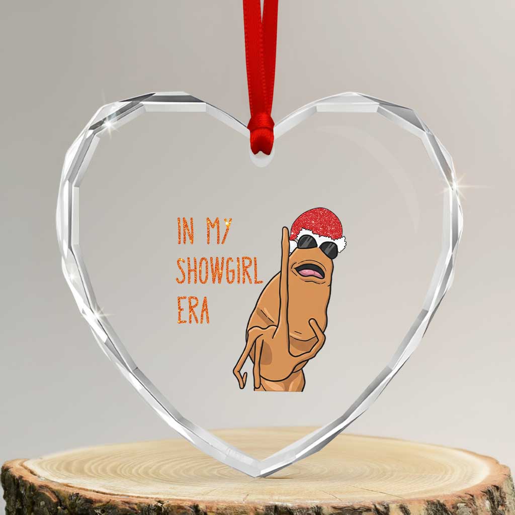 Marcus The Worm Christmas Meme Heart Crystal Glass Ornament In My Costume Era - Wonder Print Shop