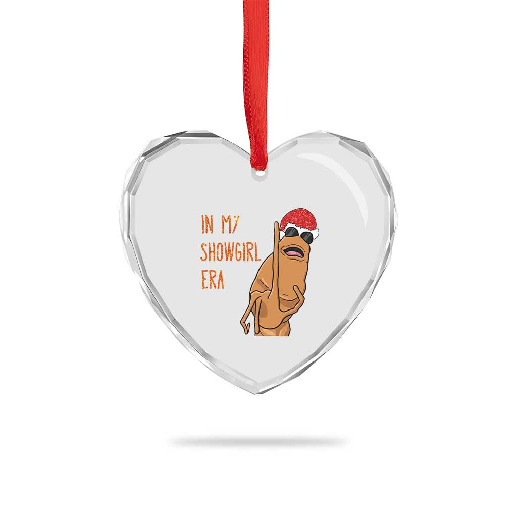 Marcus The Worm Christmas Meme Heart Crystal Glass Ornament In My Costume Era - Wonder Print Shop