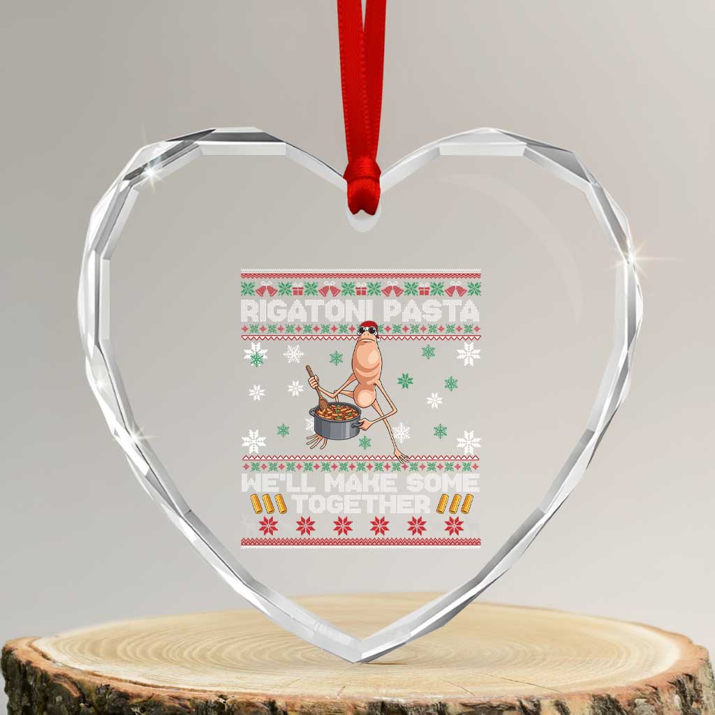 Marcus The Worm Christmas Meme Heart Crystal Glass Ornament Rigatoni Pasta We Will Make Some Together - Wonder Print Shop