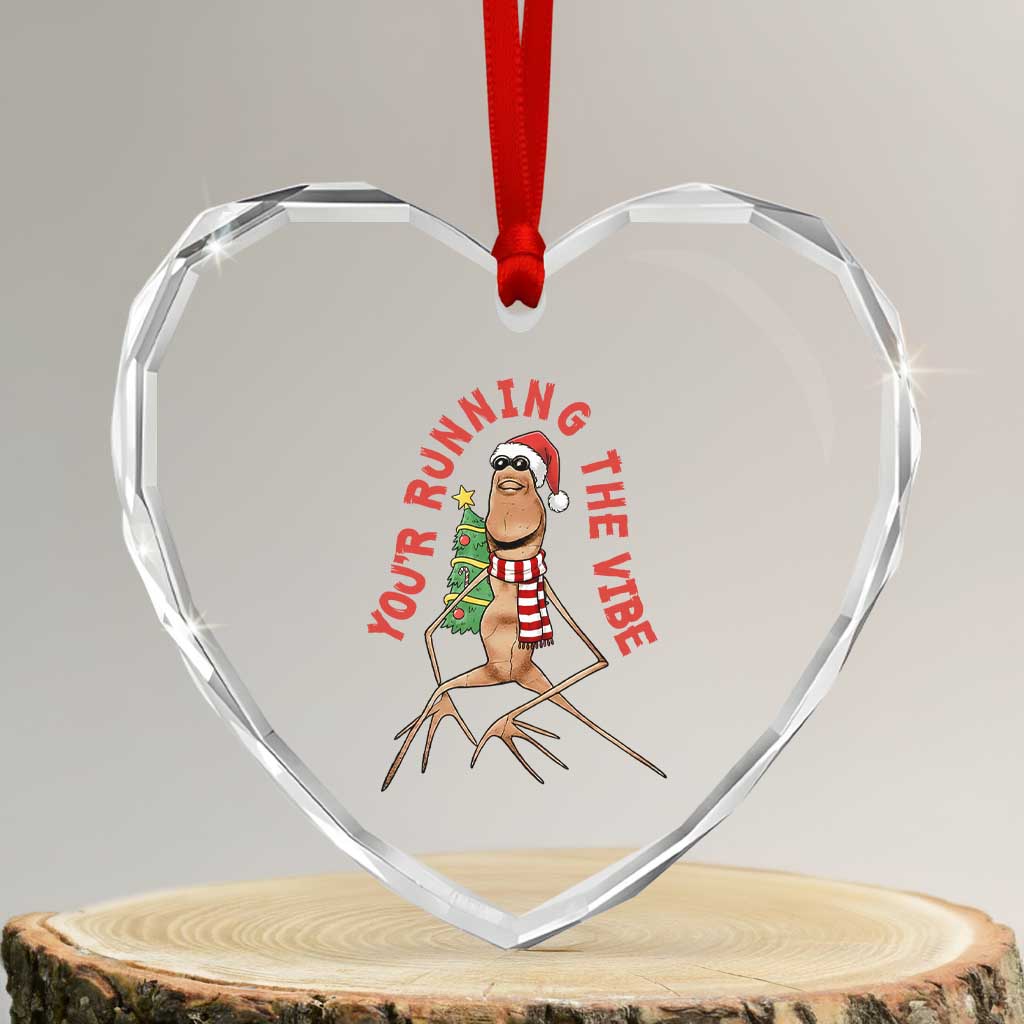 Marcus The Worm Christmas Meme Heart Crystal Glass Ornament You Are Running The Vibe - Wonder Print Shop