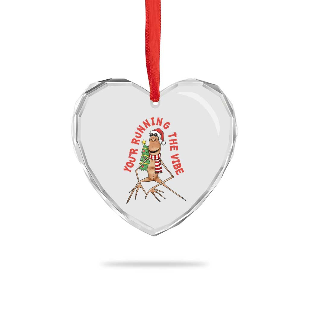Marcus The Worm Christmas Meme Heart Crystal Glass Ornament You Are Running The Vibe - Wonder Print Shop