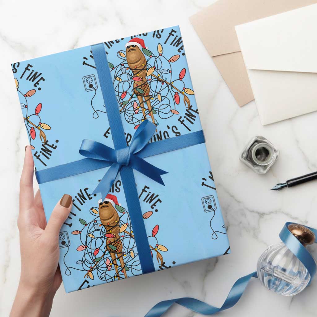 Marcus The Worm Christmas Meme Wrapping Paper Roll I'm Fine Everything is Fine - Wonder Print Shop