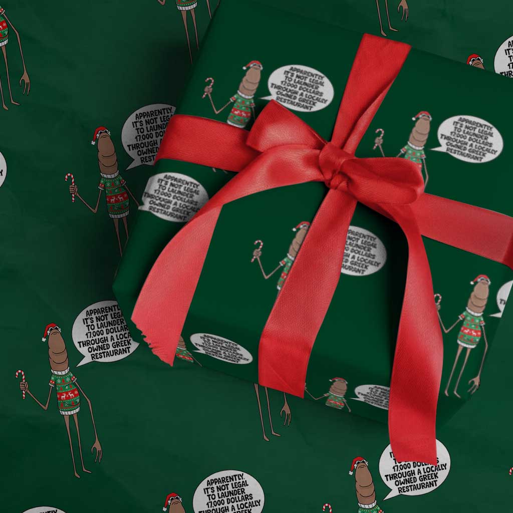 Marcus The Worm Christmas Meme Wrapping Paper Roll Locally Owned Greek Restaurant - Wonder Print Shop