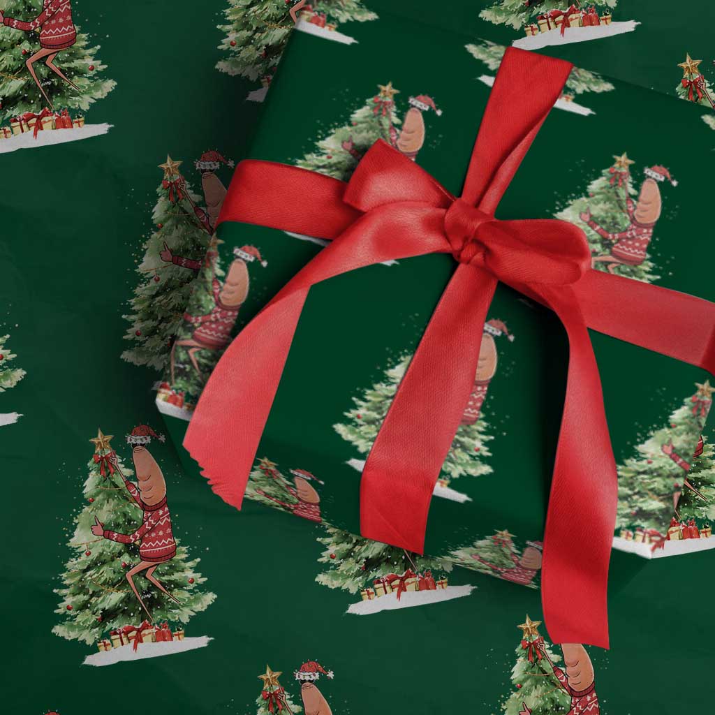 Marcus The Worm Christmas Wrapping Paper Roll Funny Brain Rot Meme - Wonder Print Shop