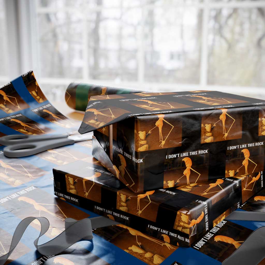 Marcus The Worm Christmas Wrapping Paper Roll I Don't Like This Rock Funny Meme - Wonder Print Shop