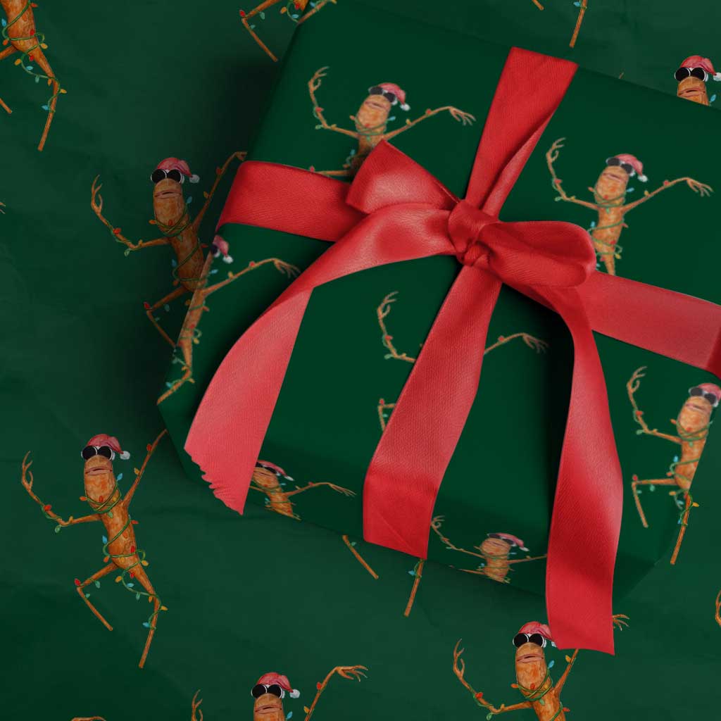 Marcus The Worm Christmas Wrapping Paper Roll Internet Weirdcore Brainrot Humor - Wonder Print Shop