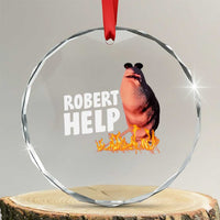 Marcus The Worm Crystal Glass Ornament Funny Brainrot Meme Robert Help - Wonder Print Shop