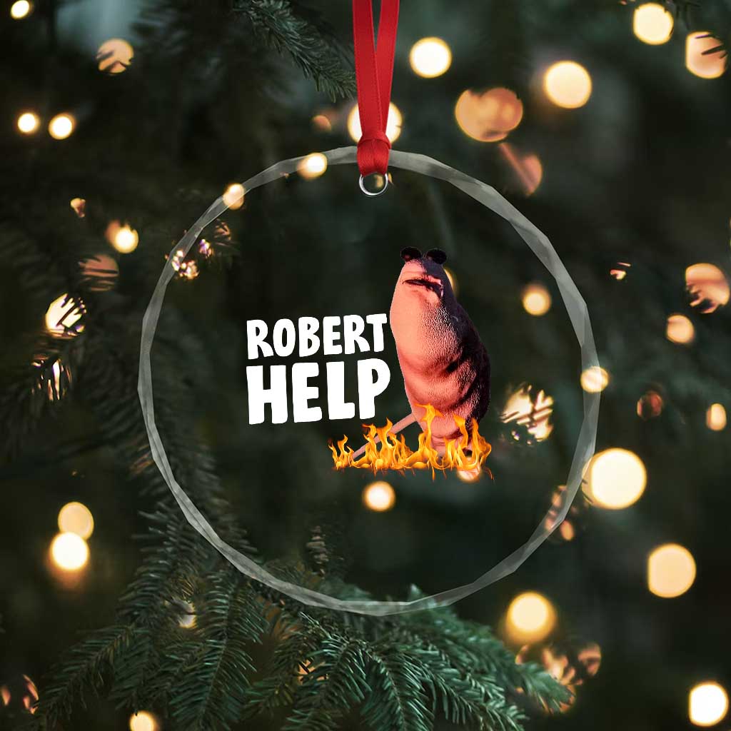 Marcus The Worm Crystal Glass Ornament Funny Brainrot Meme Robert Help - Wonder Print Shop