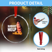 Marcus The Worm Crystal Glass Ornament Funny Brainrot Meme Robert Help - Wonder Print Shop