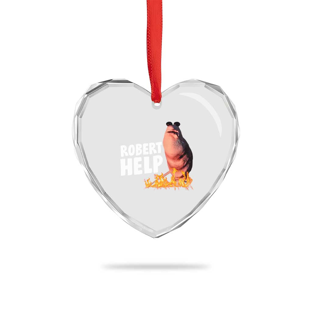 Marcus The Worm Heart Crystal Glass Ornament Funny Brainrot Meme Robert Help - Wonder Print Shop
