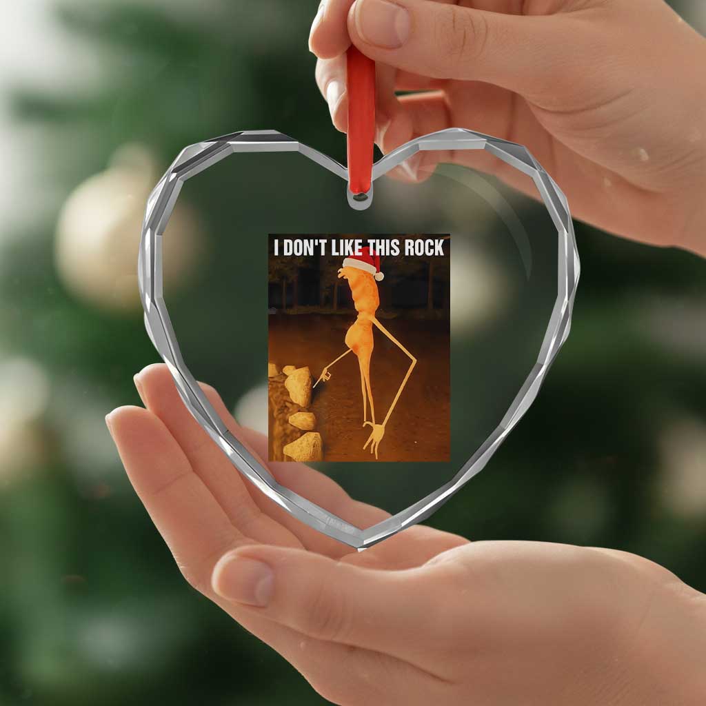 Marcus The Worm I Don't Like This Rock Heart Crystal Glass Ornament - Wonder Print Shop