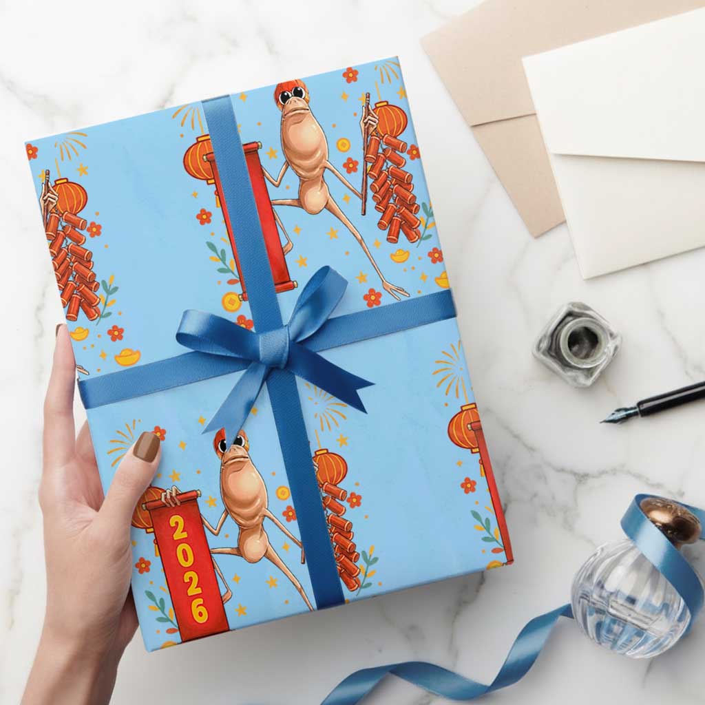 Marcus The Worm Lunar New Year Meme Wrapping Paper Roll Trendy Gag Gift - Wonder Print Shop