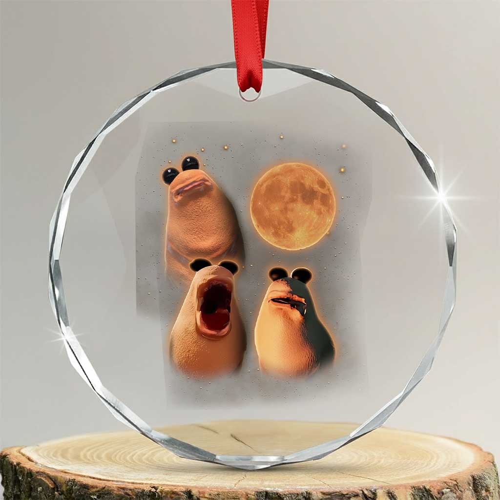 Marcus The Worm Meme Crystal Glass Ornament Funny Howling At Moon - Wonder Print Shop
