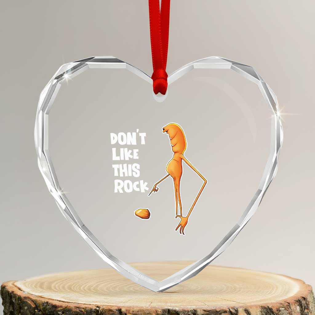 Marcus The Worm Meme Heart Crystal Glass Ornament Do Not Like This Rock - Wonder Print Shop