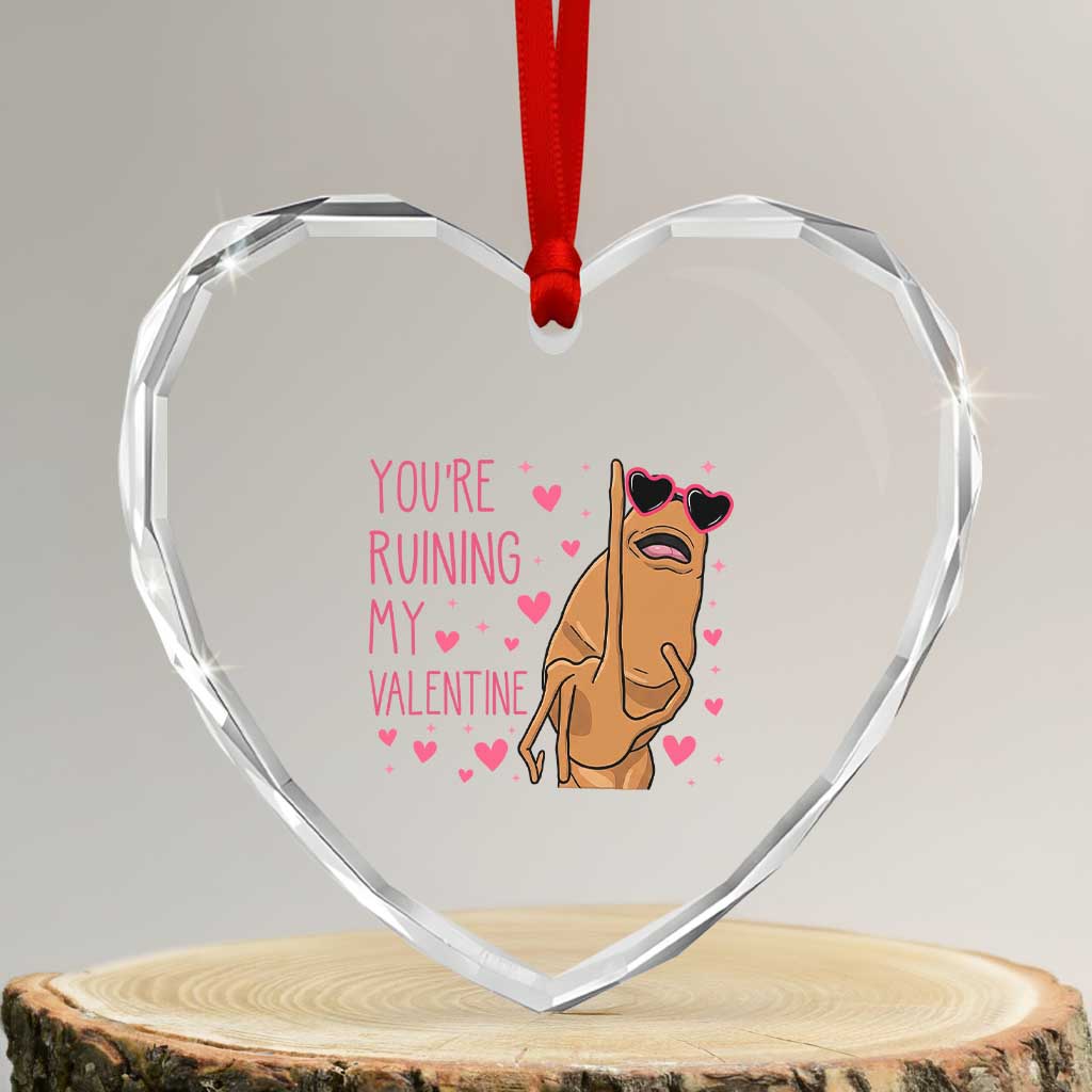 Marcus The Worm Meme Heart Crystal Glass Ornament Funny Anti Valentines Day - Wonder Print Shop