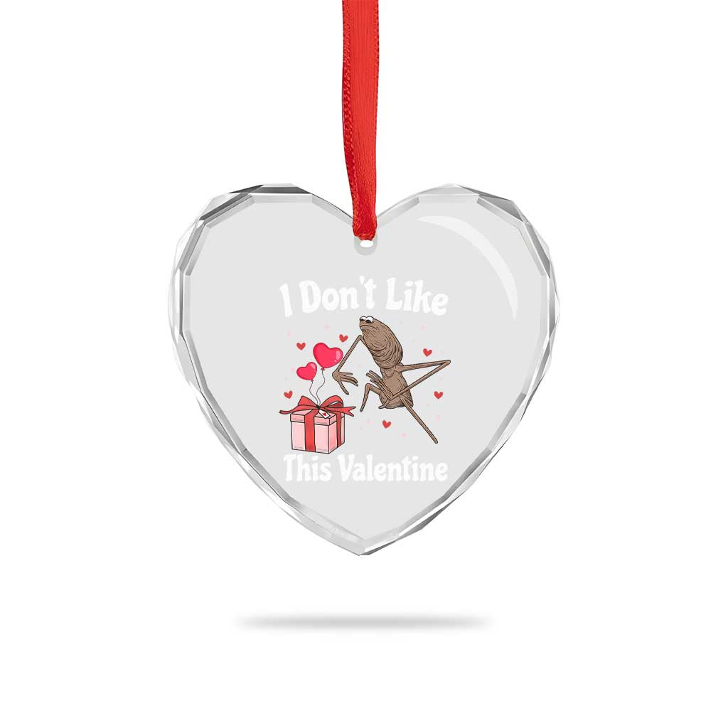 Marcus The Worm Meme Heart Crystal Glass Ornament Funny Anti Valentines Day Sarcastic - Wonder Print Shop