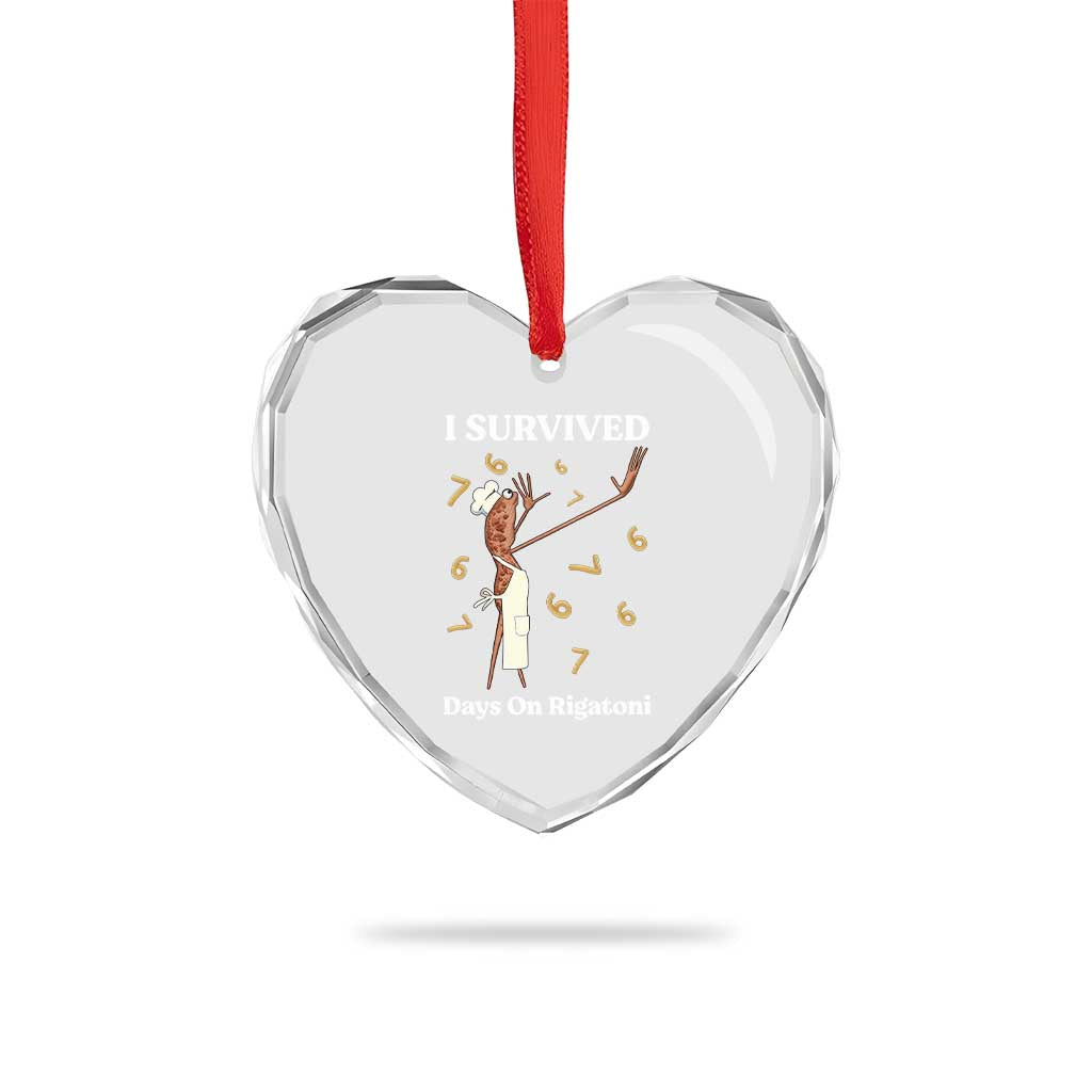 Marcus The Worm Meme Heart Crystal Glass Ornament I Survived 67 Days On Rigatoni - Wonder Print Shop