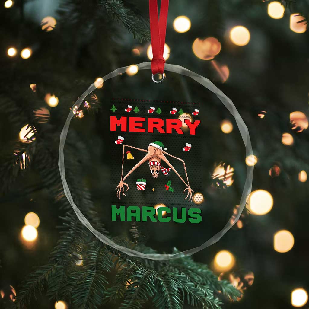 Marcus The Worm Meme Merry Marcus Crystal Glass Ornament Funny Ugly Christmas Gift - Wonder Print Shop