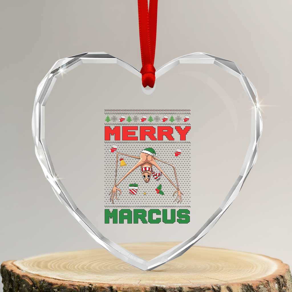 Marcus The Worm Meme Merry Marcus Heart Crystal Glass Ornament Funny Ugly Christmas Gift - Wonder Print Shop