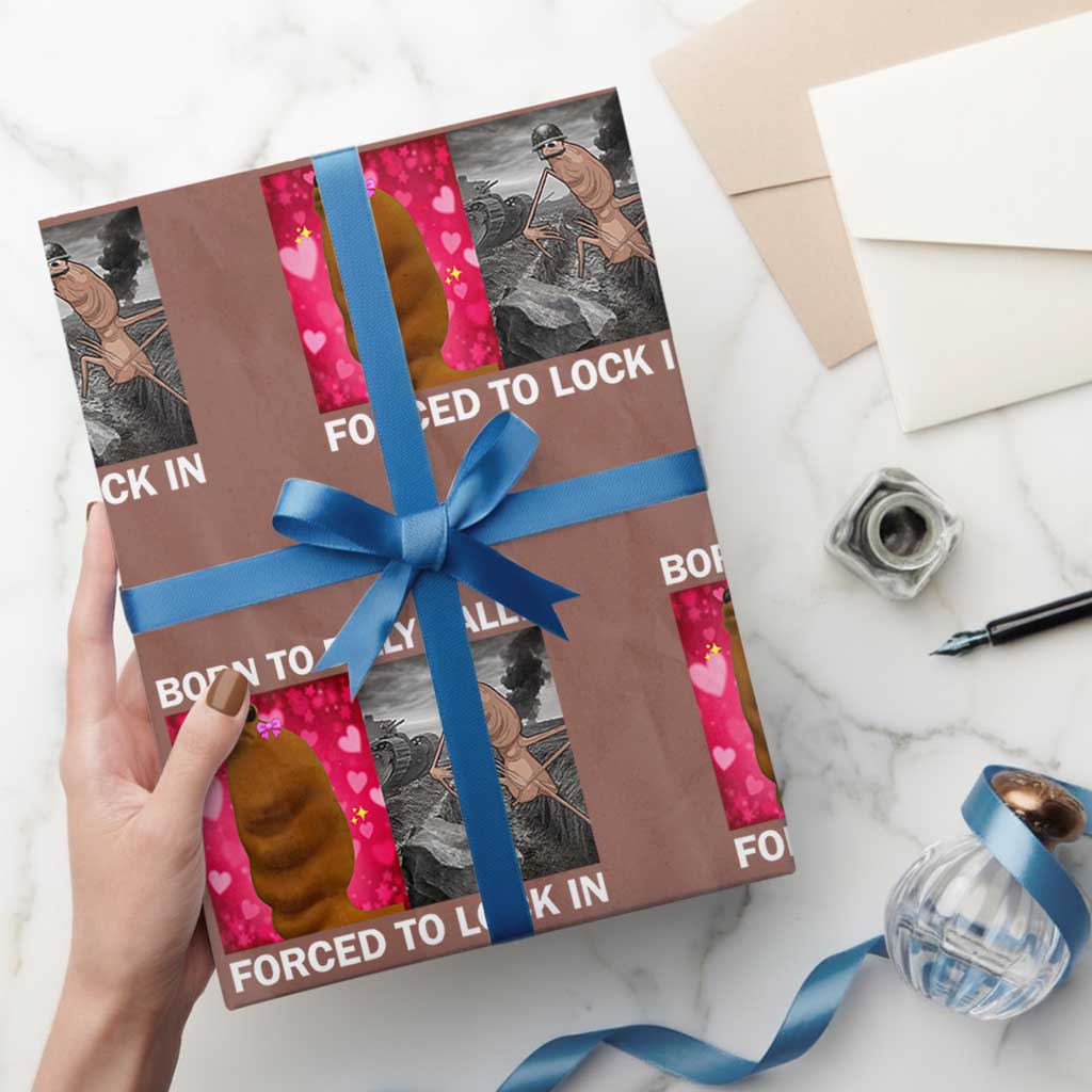 Marcus The Worm Meme Wrapping Paper Roll Born To Dilly Dally Forced To Lock In Funny Cute Brainrot - Wonder Print Shop