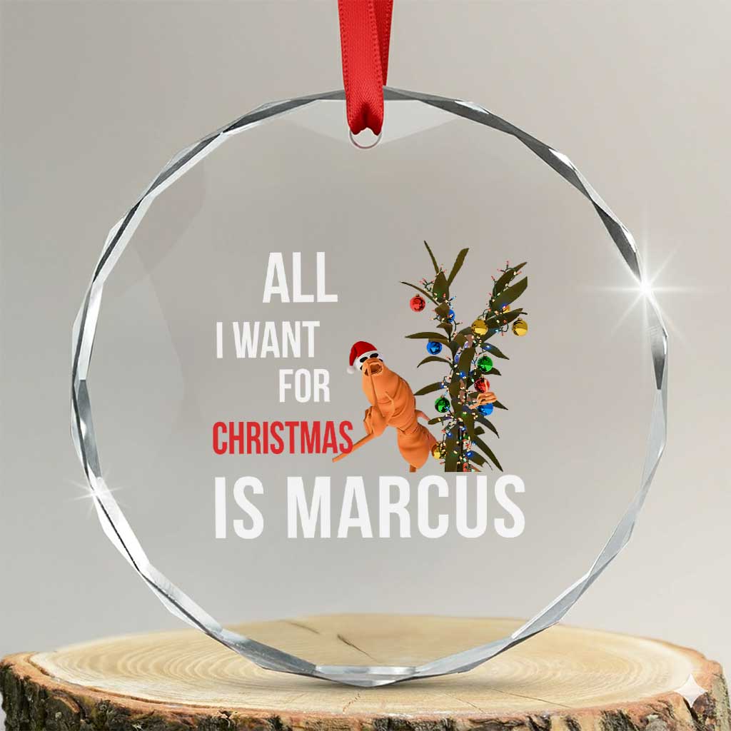 Marcus The Worm Robert Christmas Meme Crystal Glass Ornament All I Want For Xmas Is Marcus - Wonder Print Shop