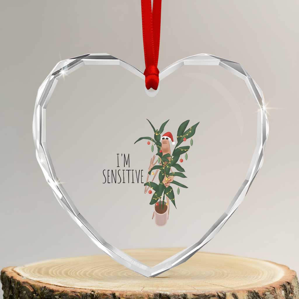 Marcus The Worm Robert Christmas Meme Heart Crystal Glass Ornament I Am Sensitive - Wonder Print Shop