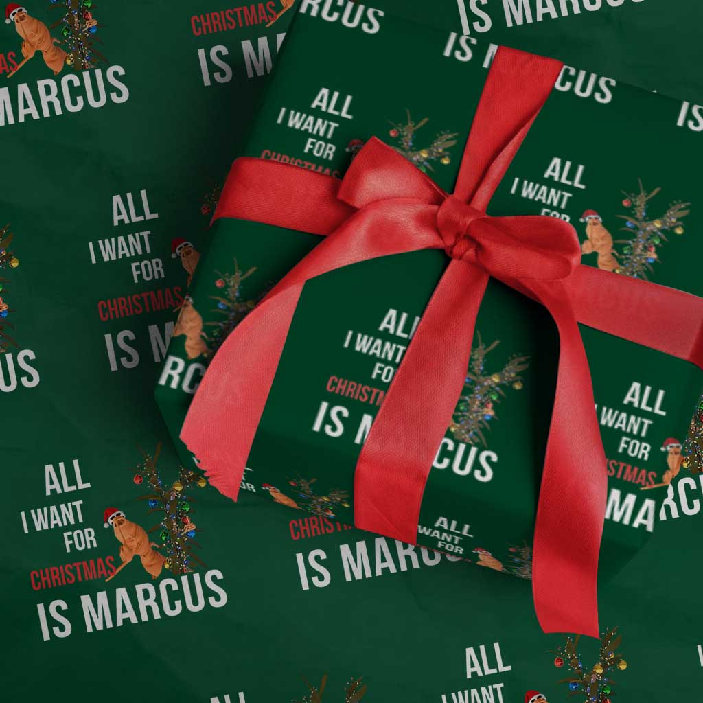 Marcus The Worm Robert Christmas Meme Wrapping Paper Roll All I Want For Xmas Is Marcus - Wonder Print Shop