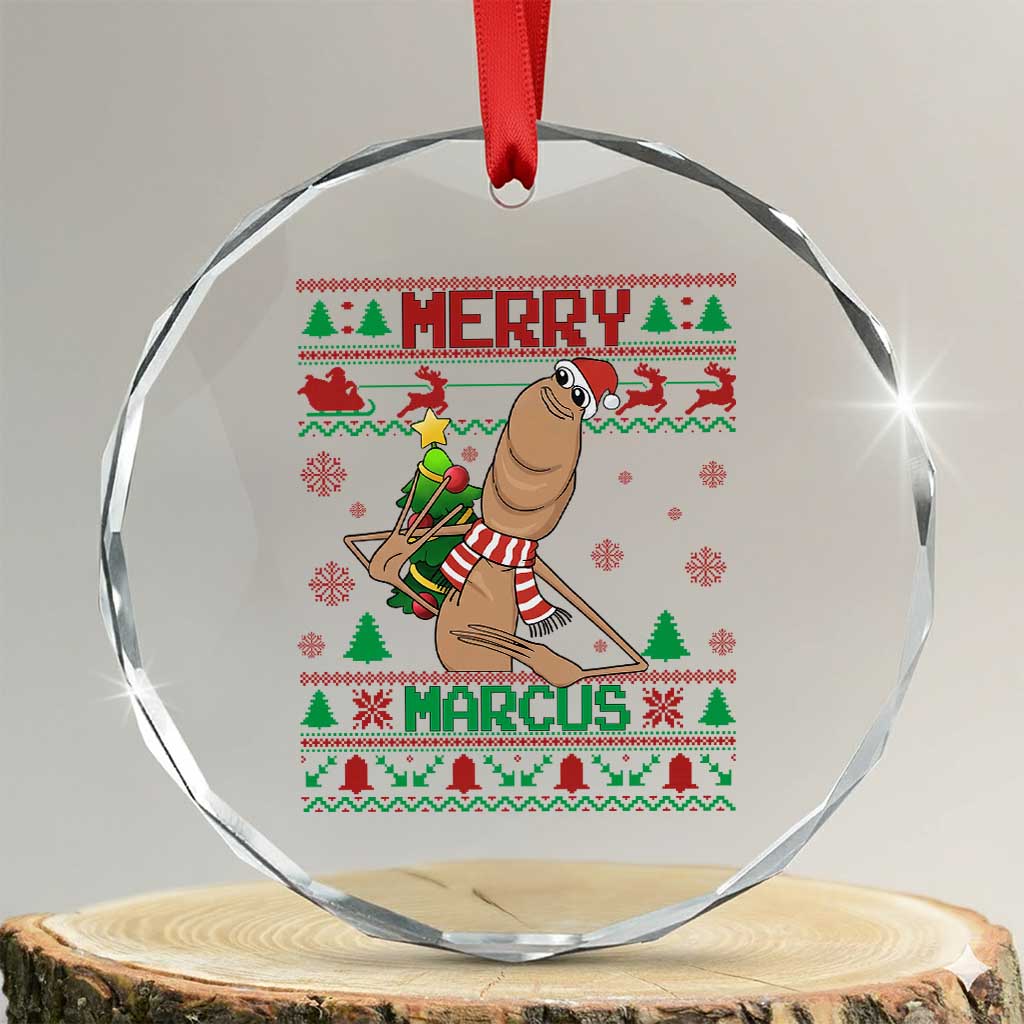 Marcus The Worm Robert Meme Christmas Crystal Glass Ornament - Wonder Print Shop