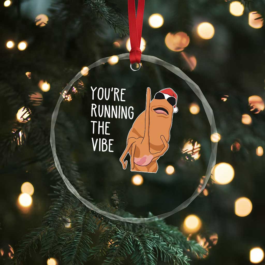 Marcus The Worm Robert Meme Christmas Crystal Glass Ornament You Are Running The Vibe - Wonder Print Shop