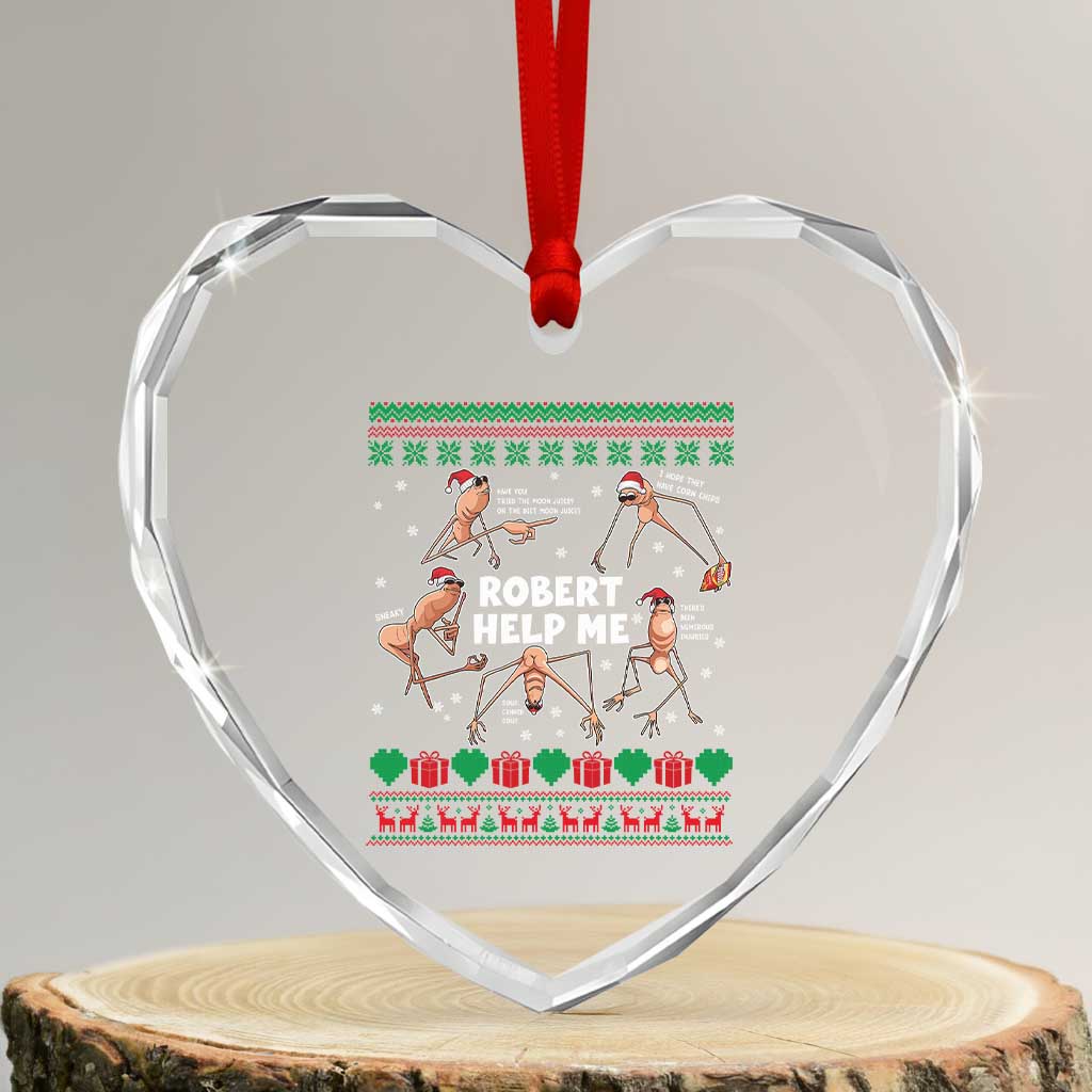 Marcus The Worm Robert Meme Christmas Heart Crystal Glass Ornament - Wonder Print Shop