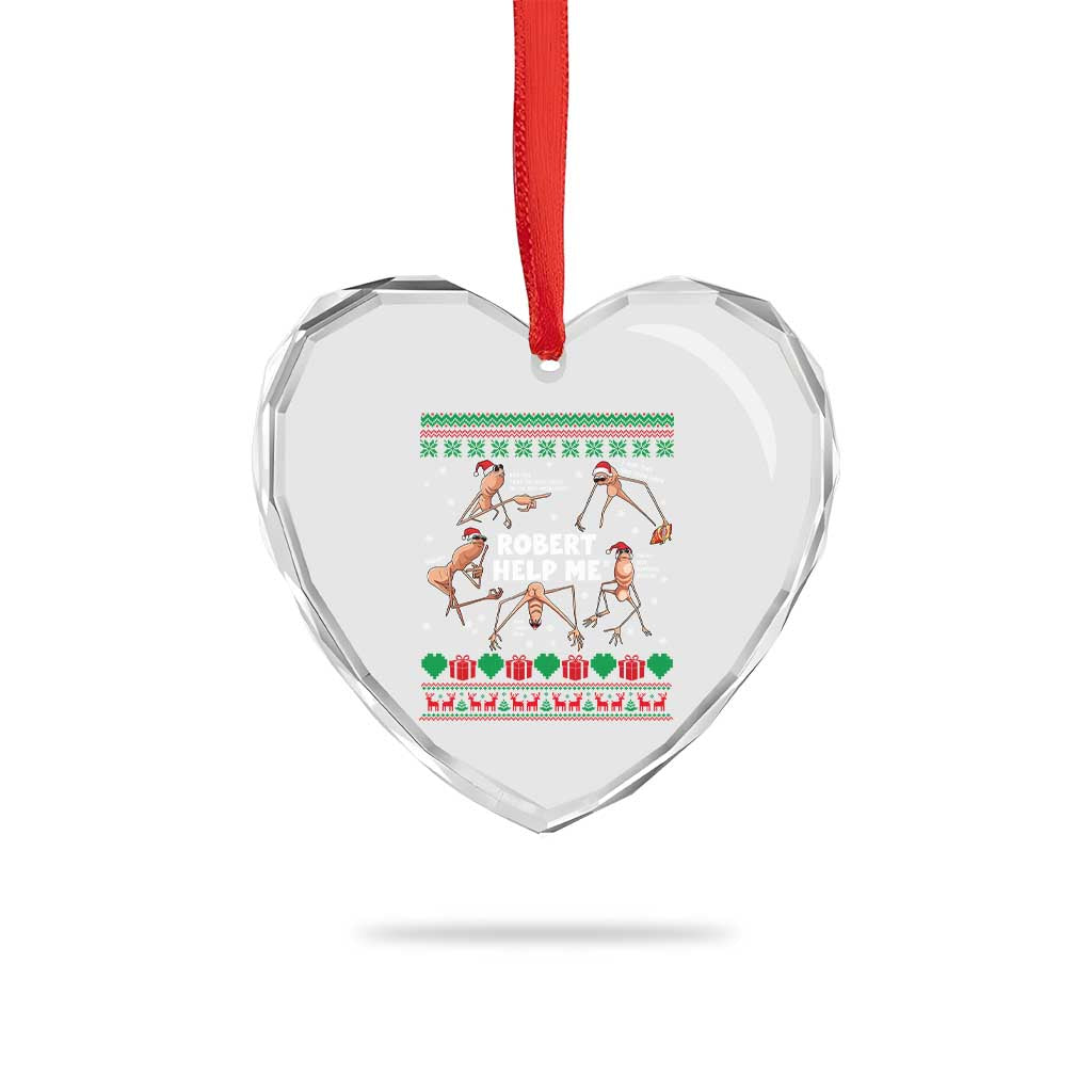 Marcus The Worm Robert Meme Christmas Heart Crystal Glass Ornament - Wonder Print Shop