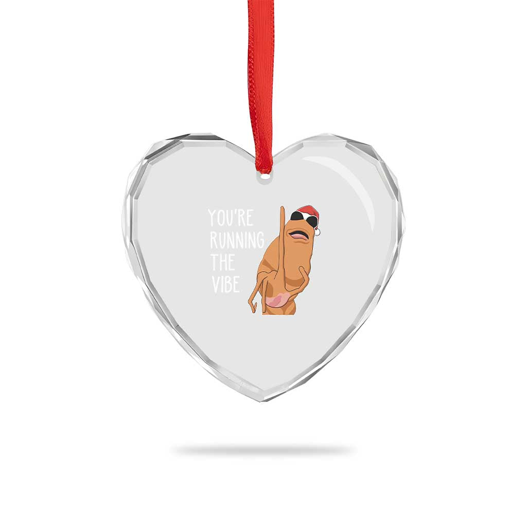 Marcus The Worm Robert Meme Christmas Heart Crystal Glass Ornament You Are Running The Vibe - Wonder Print Shop