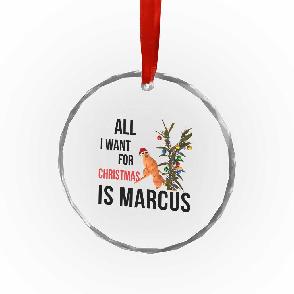 Marcus The Worm Robert Meme Crystal Glass Ornament All I Want For Christmas Is Marcus - Wonder Print Shop