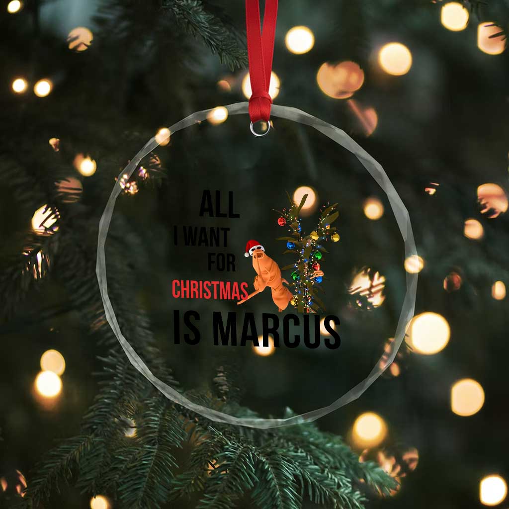 Marcus The Worm Robert Meme Crystal Glass Ornament All I Want For Christmas Is Marcus - Wonder Print Shop