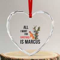Marcus The Worm Robert Meme Heart Crystal Glass Ornament All I Want For Christmas Is Marcus - Wonder Print Shop