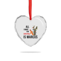 Marcus The Worm Robert Meme Heart Crystal Glass Ornament All I Want For Christmas Is Marcus - Wonder Print Shop