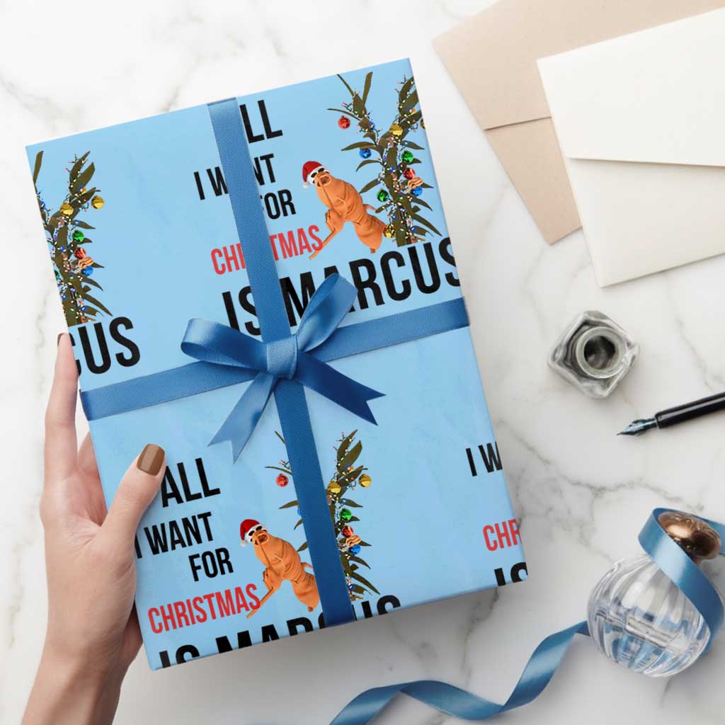 Marcus The Worm Robert Meme Wrapping Paper Roll All I Want For Christmas Is Marcus - Wonder Print Shop