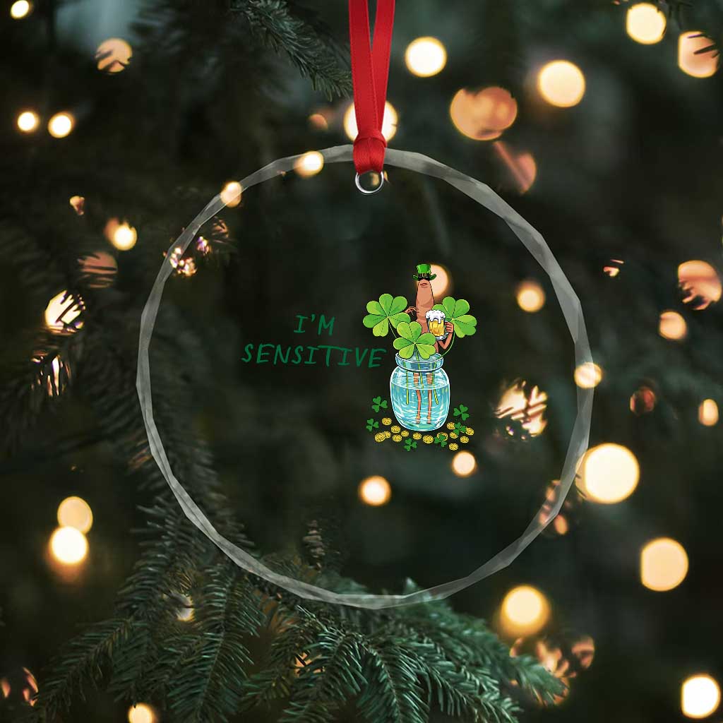 Marcus The Worm St Patricks Day Crystal Glass Ornament I'm Sensitive