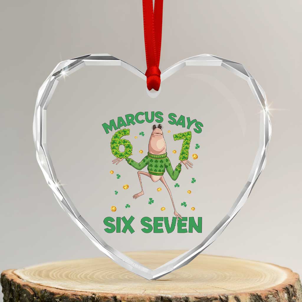 Marcus The Worm St Patricks Day Heart Crystal Glass Ornament Funny 67 Six Seven Hands Meme