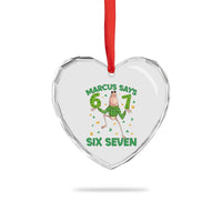 Marcus The Worm St Patricks Day Heart Crystal Glass Ornament Funny 67 Six Seven Hands Meme