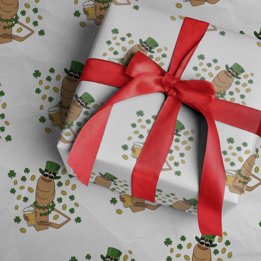 Marcus The Worm St Patricks Day Wrapping Paper Roll Funny Drinking Irish Beer Ireland