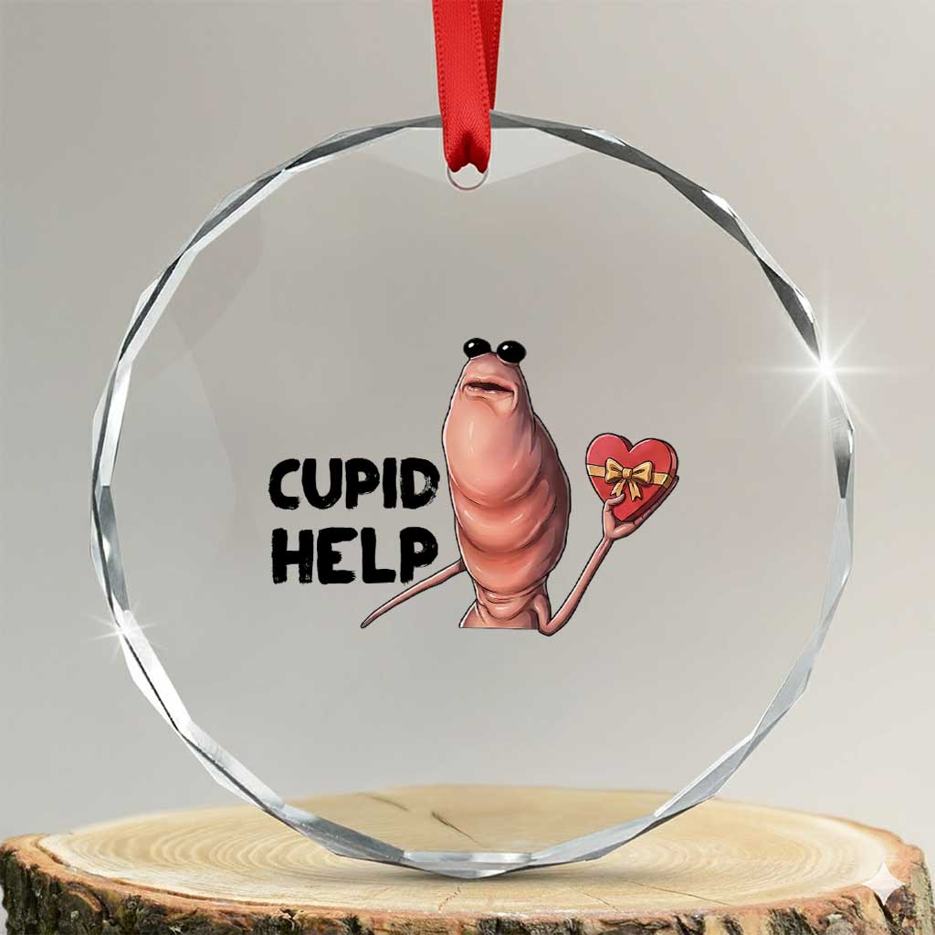 Marcus The Worm Valentine Meme Crystal Glass Ornament Cupid Help - Wonder Print Shop