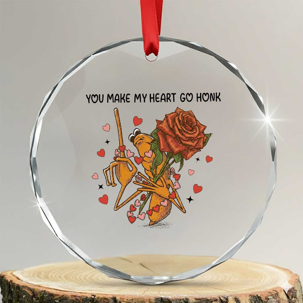 Marcus The Worm Valentine Meme Crystal Glass Ornament You Make My Heart Go Honk - Wonder Print Shop
