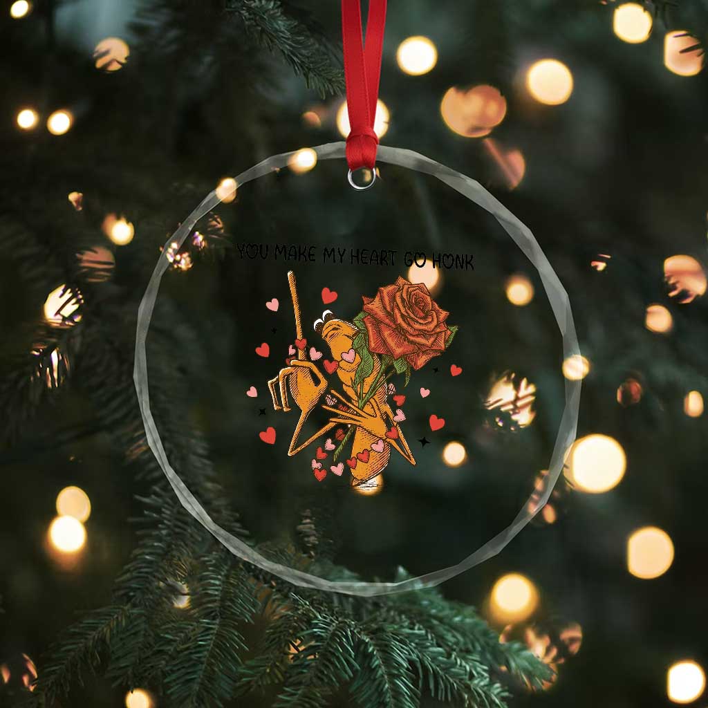 Marcus The Worm Valentine Meme Crystal Glass Ornament You Make My Heart Go Honk - Wonder Print Shop