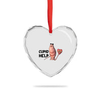 Marcus The Worm Valentine Meme Heart Crystal Glass Ornament Cupid Help - Wonder Print Shop