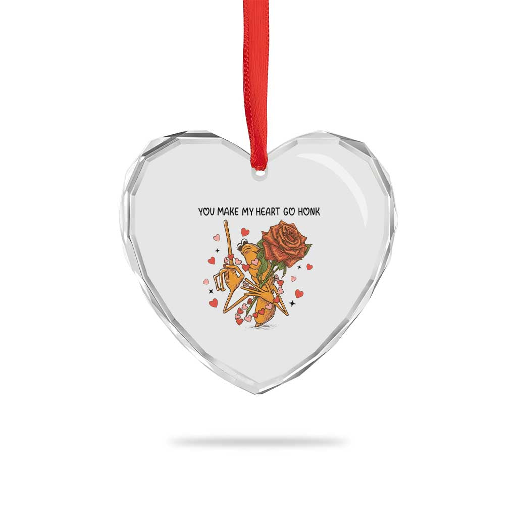 Marcus The Worm Valentine Meme Heart Crystal Glass Ornament You Make My Heart Go Honk - Wonder Print Shop