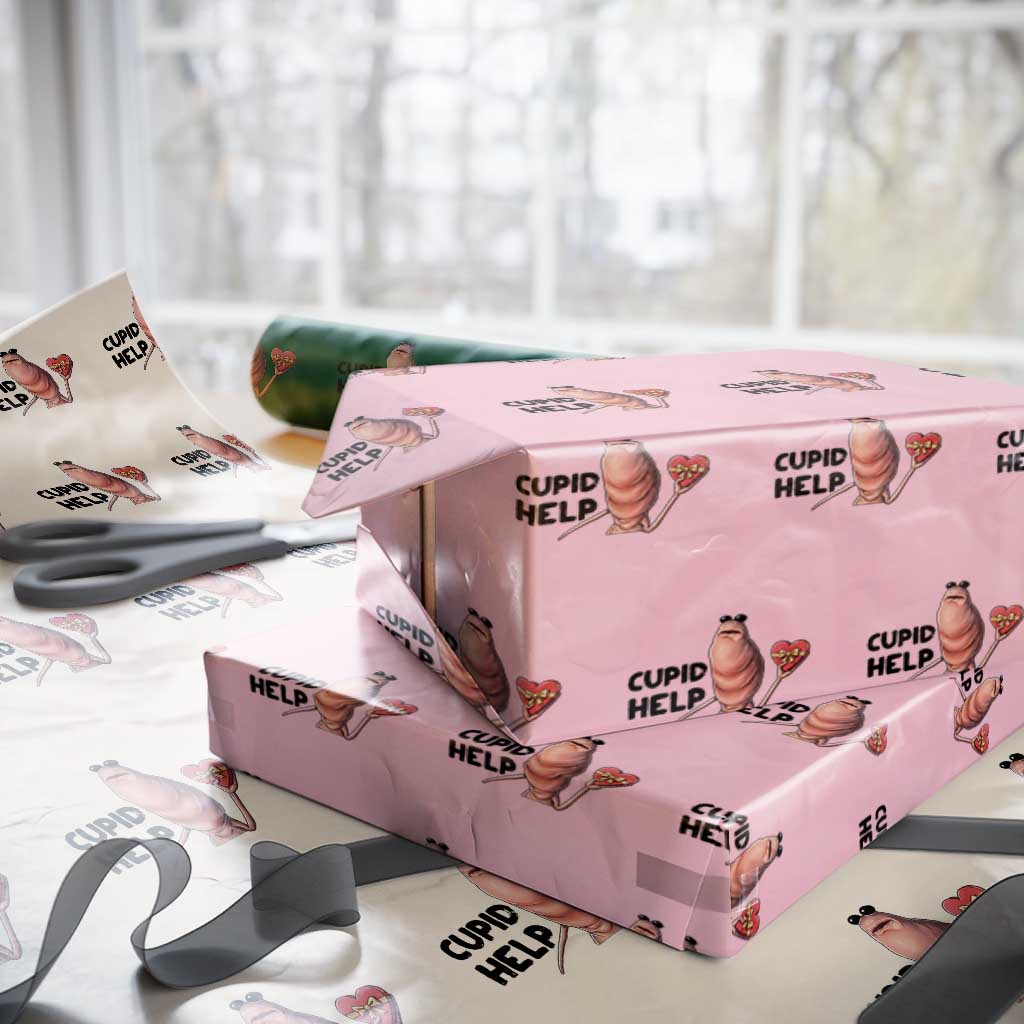 Marcus The Worm Valentine Meme Wrapping Paper Roll Cupid Help - Wonder Print Shop