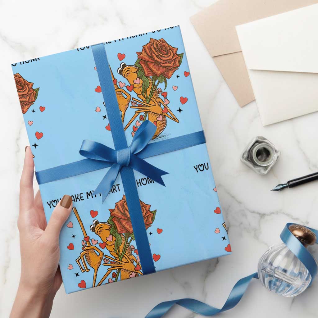 Marcus The Worm Valentine Meme Wrapping Paper Roll You Make My Heart Go Honk - Wonder Print Shop